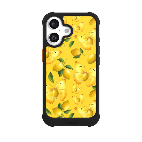 Apple iPhone 16 NIVOmax Zitrone und Schmetterling Muster Gelb
