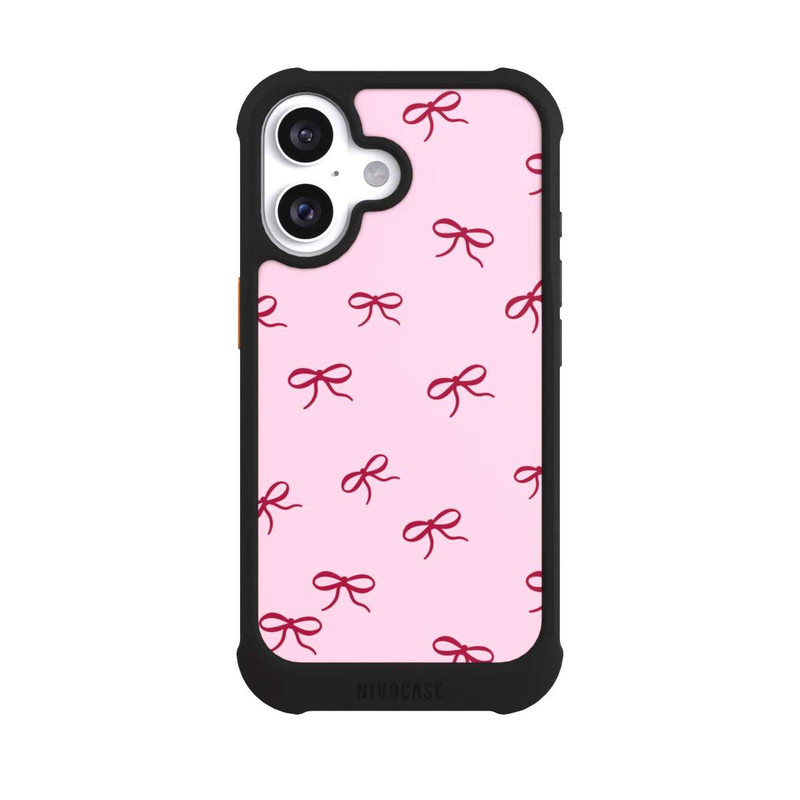 iPhone 16 NIVOmax Schleifen Muster Rot Pink