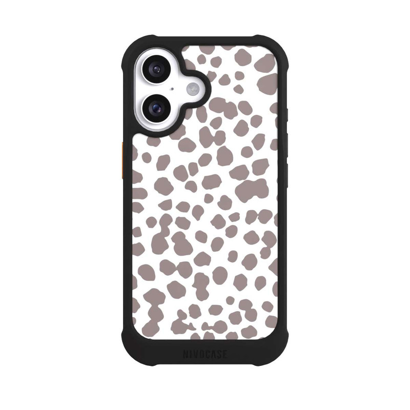 iPhone 16 NIVOmax Motif Guépard Marron Blanc
