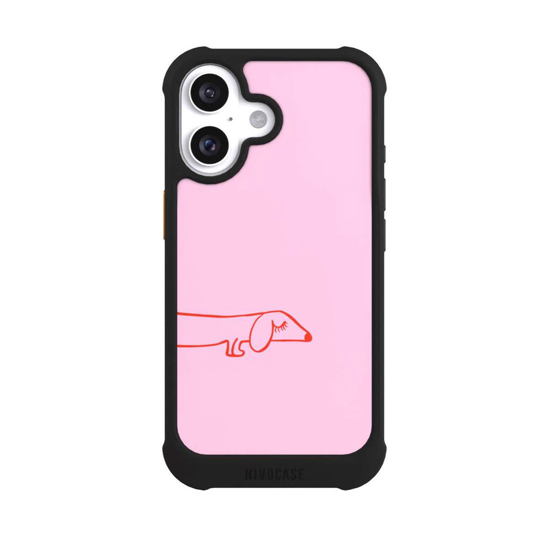 iPhone 16 NIVOmax Dachshund Illustration Pink