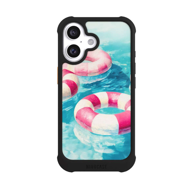 iPhone 16 NIVOmax Striped Swim Rings in The Pool