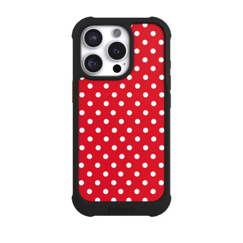 Apple iPhone 16 Pro NIVOmax Polka Dots Dunkelrot und Weiß