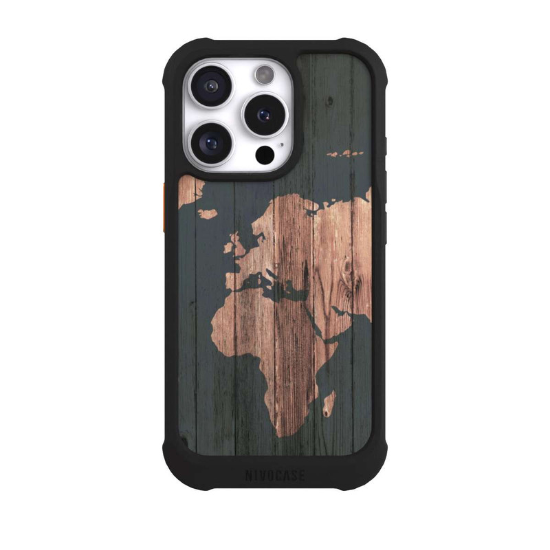iPhone 16 Pro NIVOmax Wooden World Map