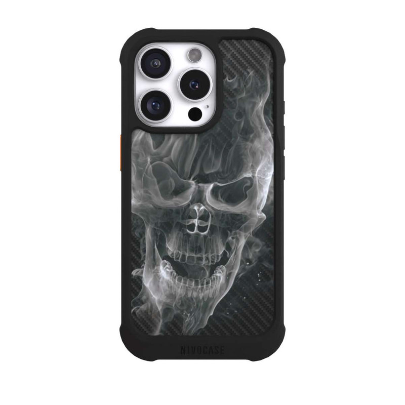 iPhone 16 Pro NIVOmax rauchender Totenkopf Carbon