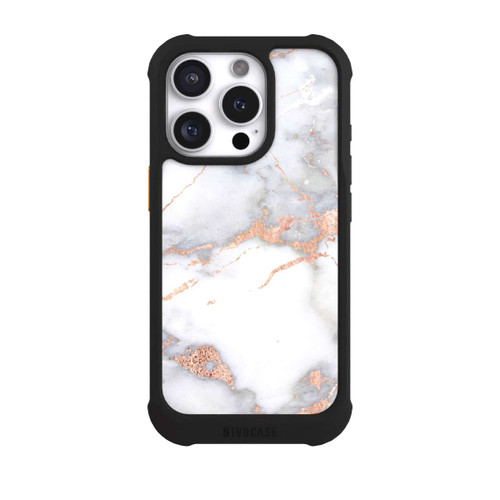 Apple iPhone 16 Pro NIVOmax Marbre Blanc et Doré
