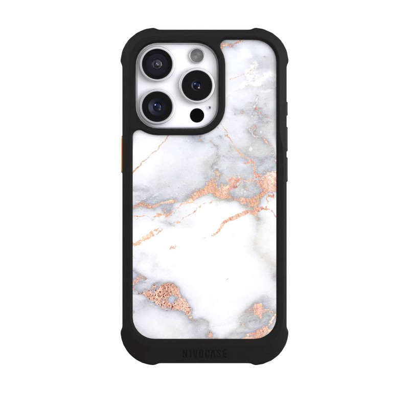 iPhone 16 Pro NIVOmax Marbre Blanc et Doré