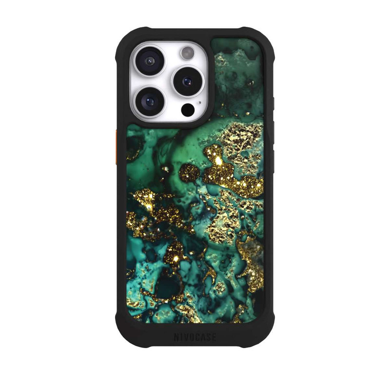 iPhone 16 Pro NIVOmax Cyan Glitzer Marmorlook
