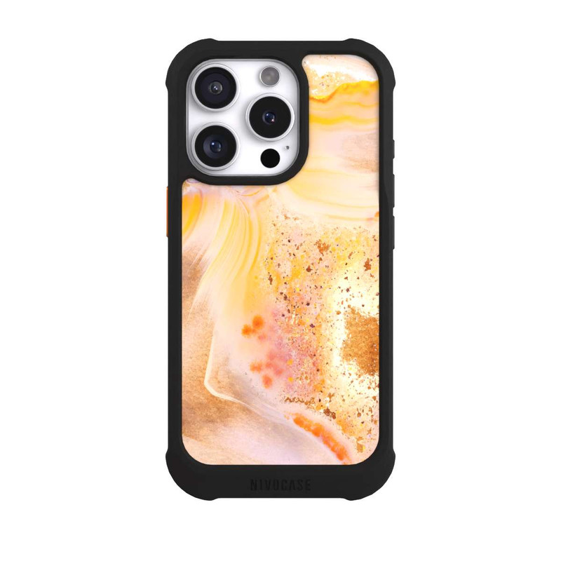 iPhone 16 Pro NIVOmax Orangefarbener Glitzer Marmorlook