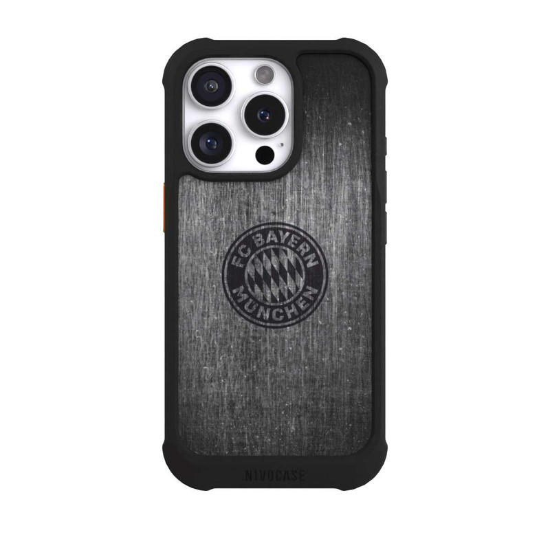 iPhone 16 Pro NIVOmax Metalllook FCB Logo einfarbig