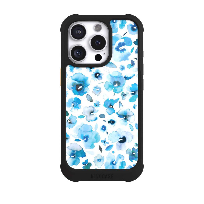 iPhone 16 Pro NIVOmax Blaue tropische Blumen