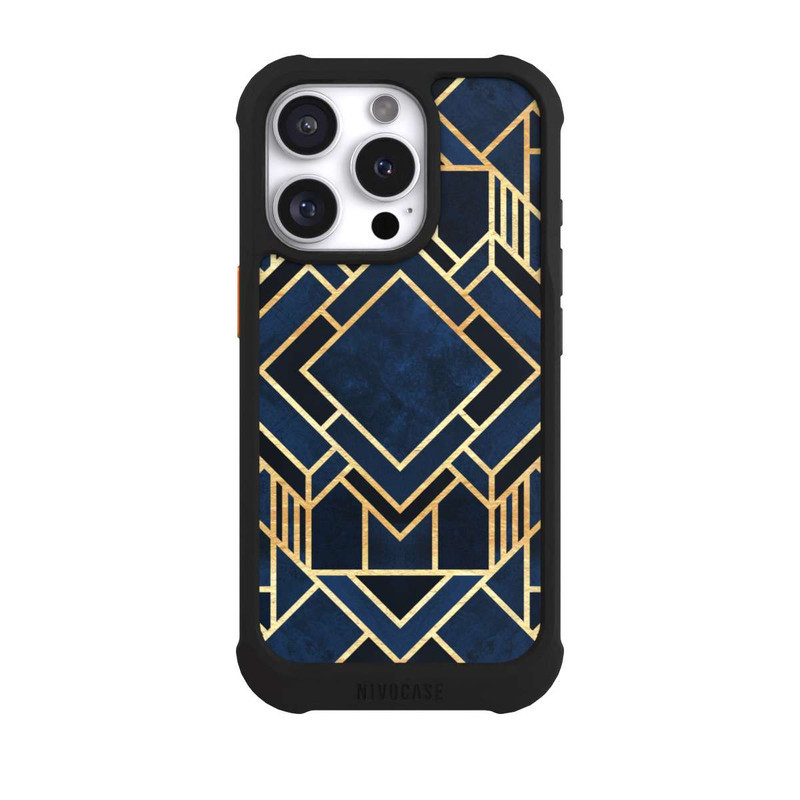 iPhone 16 Pro NIVOmax Kunst Deko Blau Golddruck