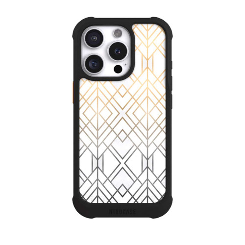 Apple iPhone 16 Pro NIVOmax Gold und Grauer Geo Golddruck