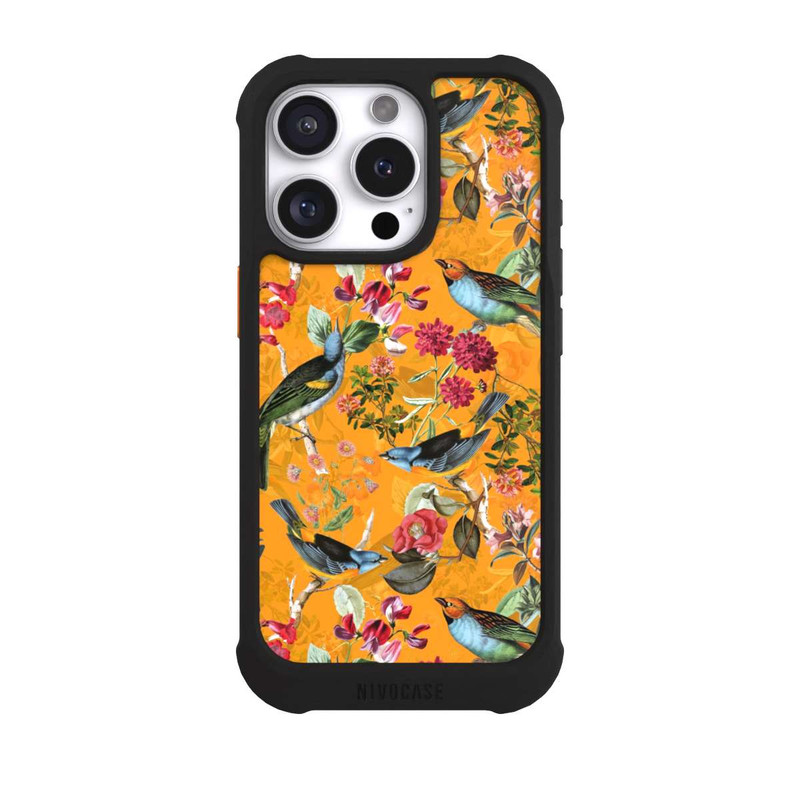 iPhone 16 Pro NIVOmax Oiseaux Fleurs Fond d'écran
