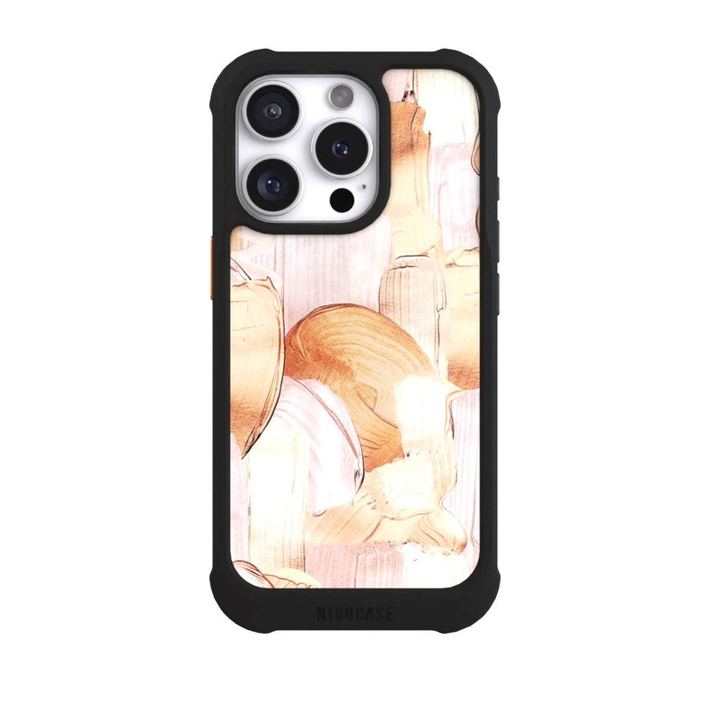 iPhone 16 Pro NIVOmax Weiß/Gold Pinsel Muster