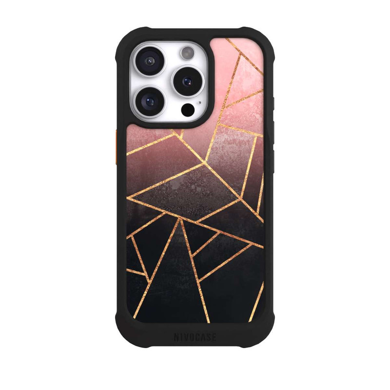 iPhone 16 Pro NIVOmax Imprimé Pierre Or Rose Et Noir
