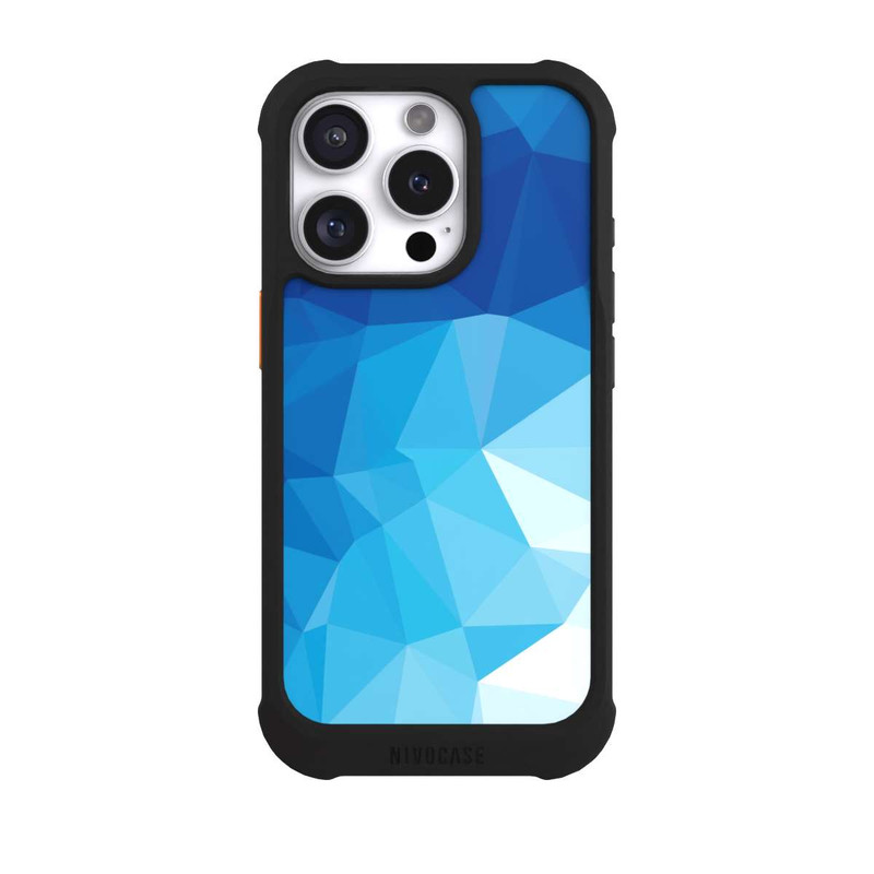 iPhone 16 Pro NIVOmax Mosaïque Polygonale Bleue