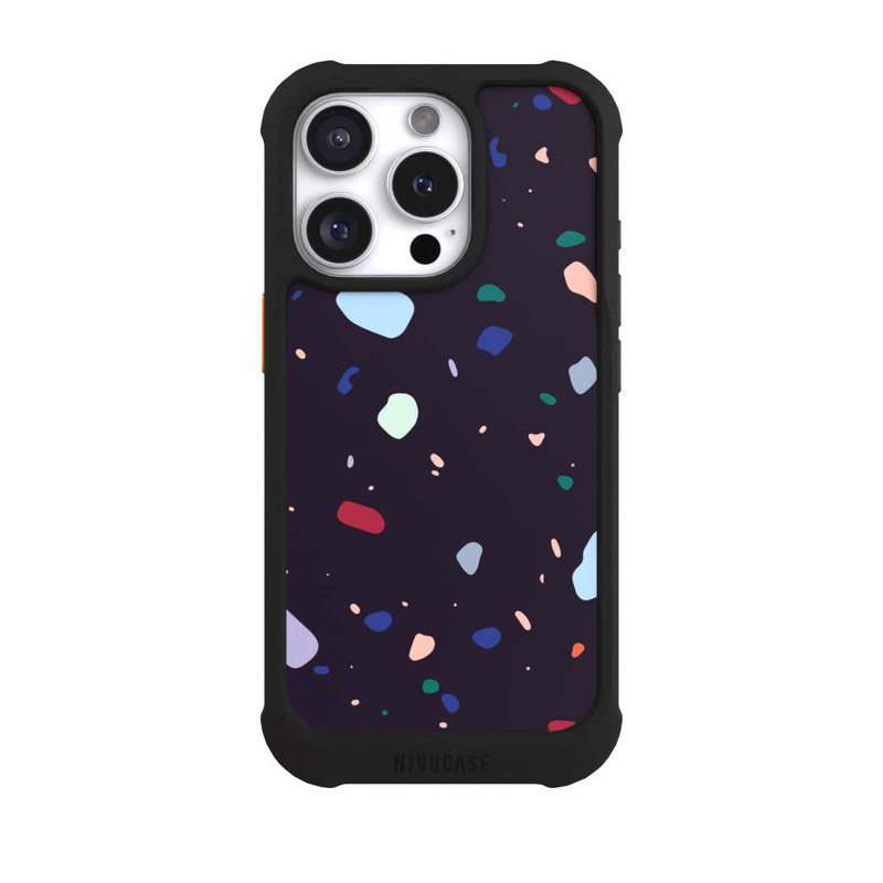 iPhone 16 Pro NIVOmax Moderner dunkel abgerundeter Terrazzo
