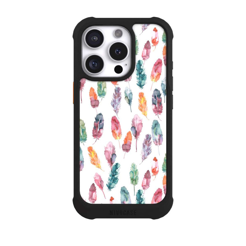 iPhone 16 Pro NIVOmax Aquarellfedern Boho