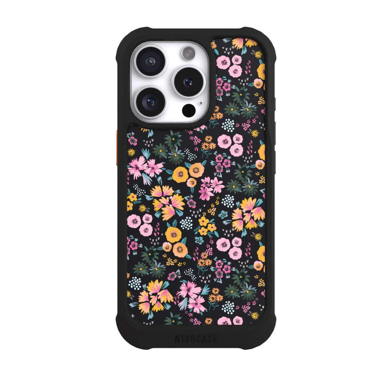 iPhone 16 Pro NIVOmax Petites Fleurs colorées Noir 2