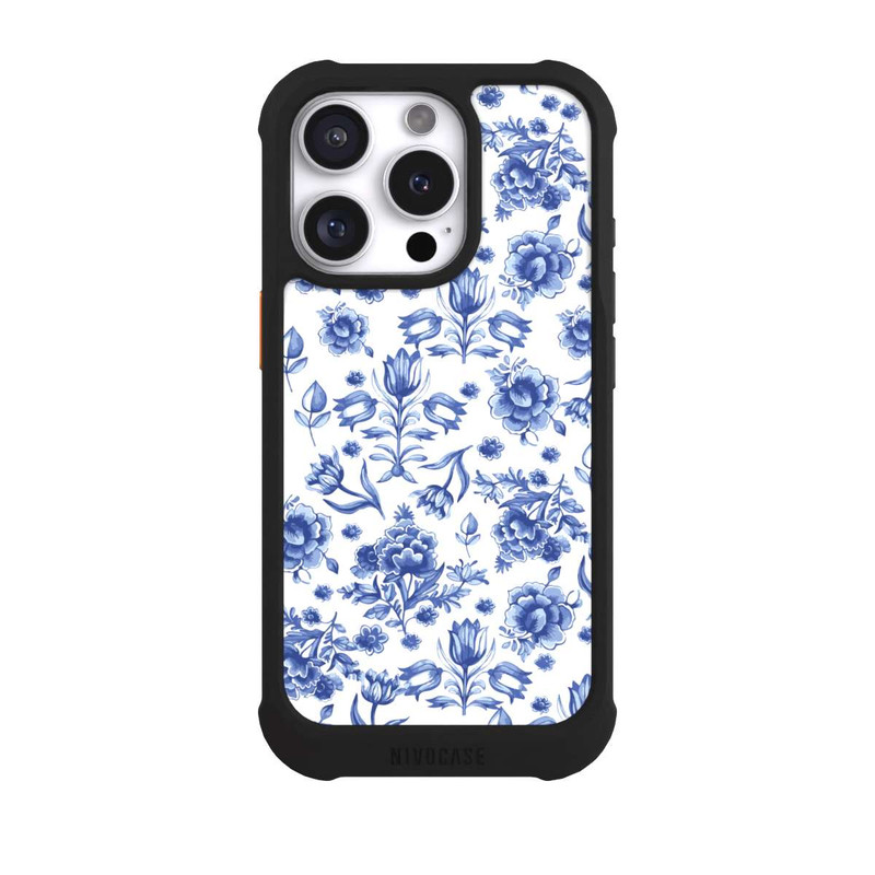 iPhone 16 Pro NIVOmax Blaues Blumenmuster