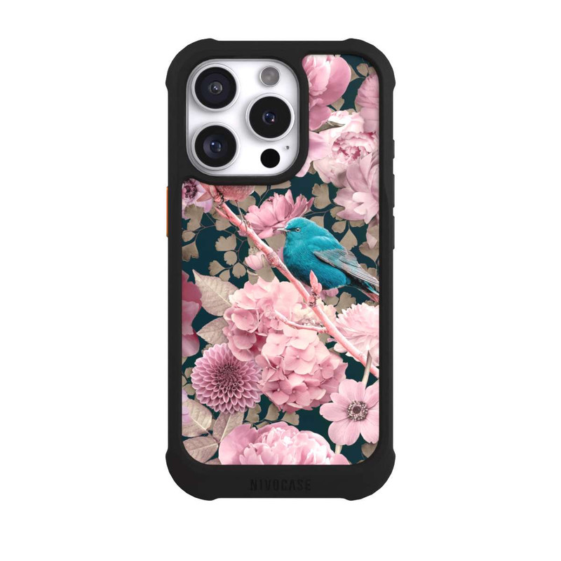 iPhone 16 Pro NIVOmax Sparrows in Pink Flower Pattern