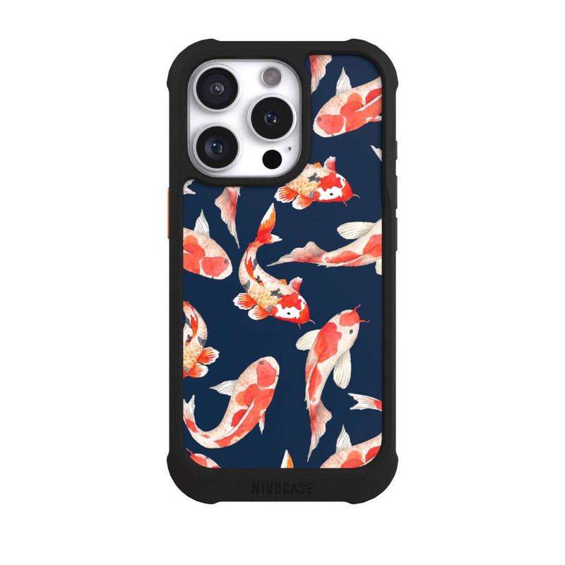 iPhone 16 Pro NIVOmax Koi auf blauem Hintergrund