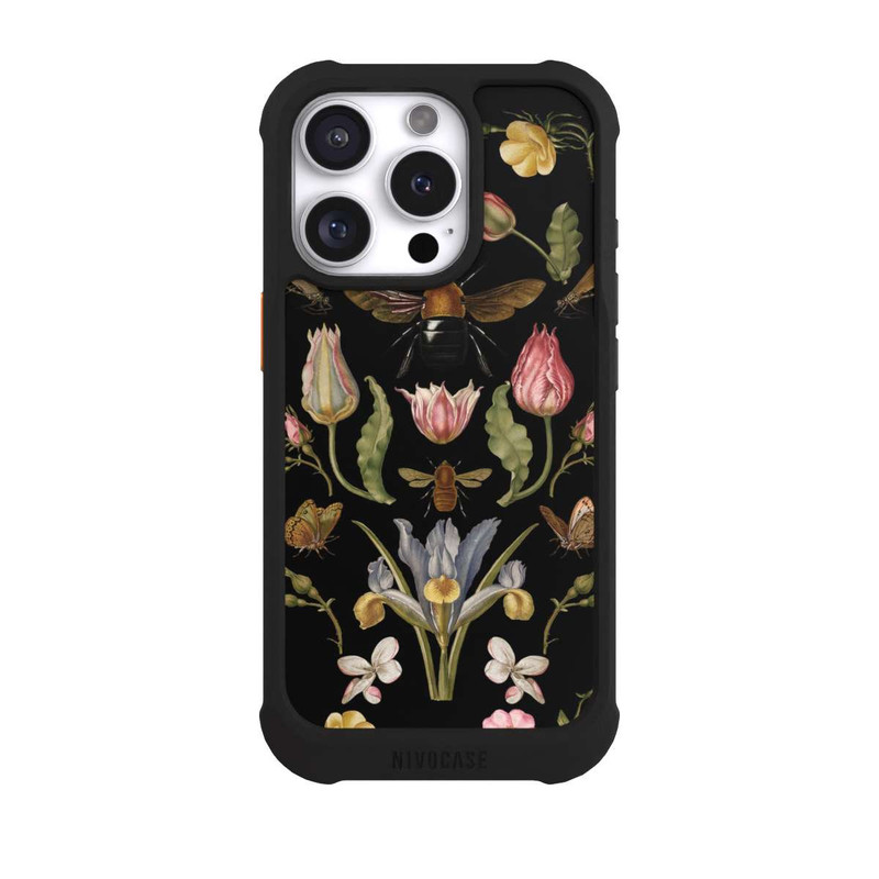 iPhone 16 Pro NIVOmax Wildblumen und Biene Schwarz