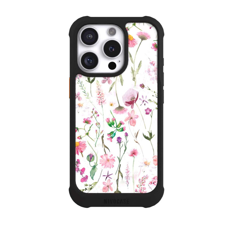 iPhone 16 Pro NIVOmax Prairie de fleurs roses