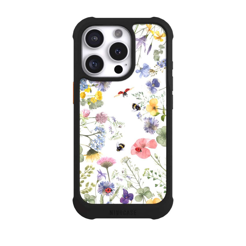 iPhone 16 Pro NIVOmax Bunte Frühlingsblumen und Bienen