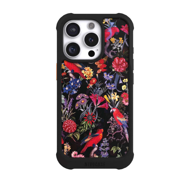iPhone 16 Pro NIVOmax Dark Flowers and Parrots