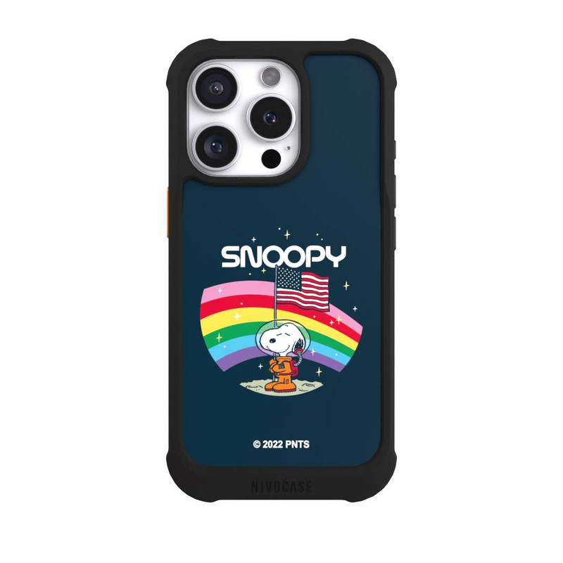 iPhone 16 Pro NIVOmax Snoopy Weltraumreisender Regenbogen