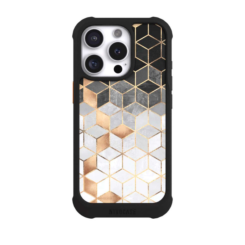iPhone 16 Pro NIVOmax Würfel dunkel und gold
