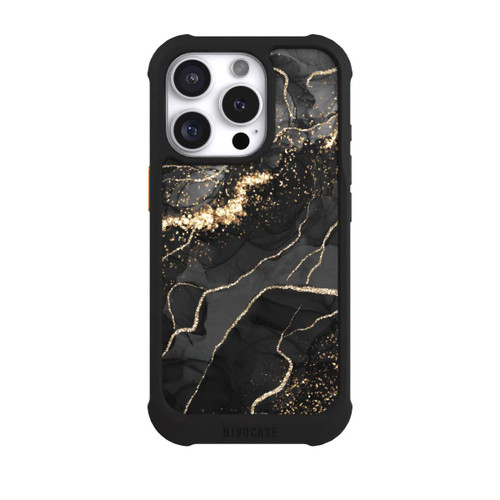 Apple iPhone 16 Pro NIVOmax Look Spirales de Marbre Sombre &amp; Or