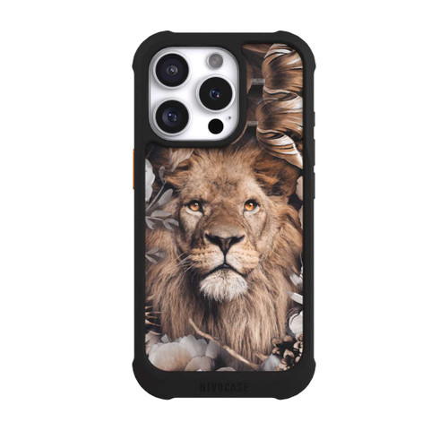 Apple iPhone 16 Pro NIVOmax Löwe Blumenrahmen Beige