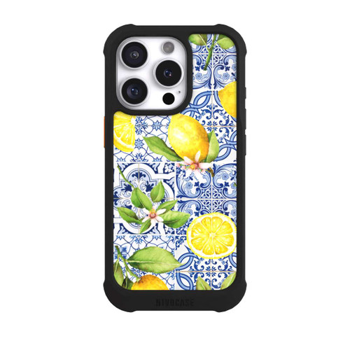Apple iPhone 16 Pro NIVOmax Mediterrane Amalfi Küste mit Blauen Kacheln und Zitronen