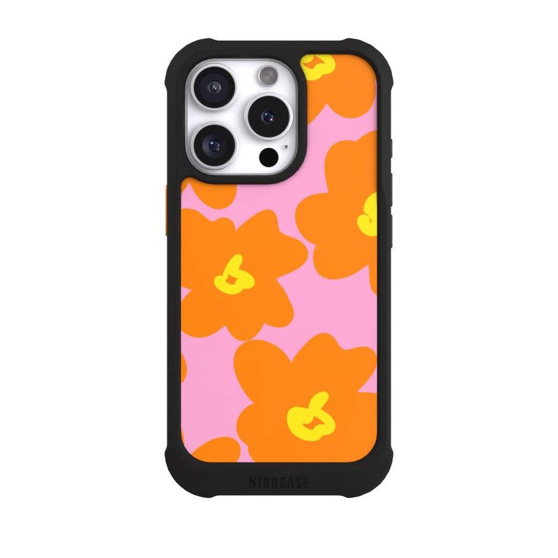 iPhone 16 Pro NIVOmax Retro floral pattern pink and orange