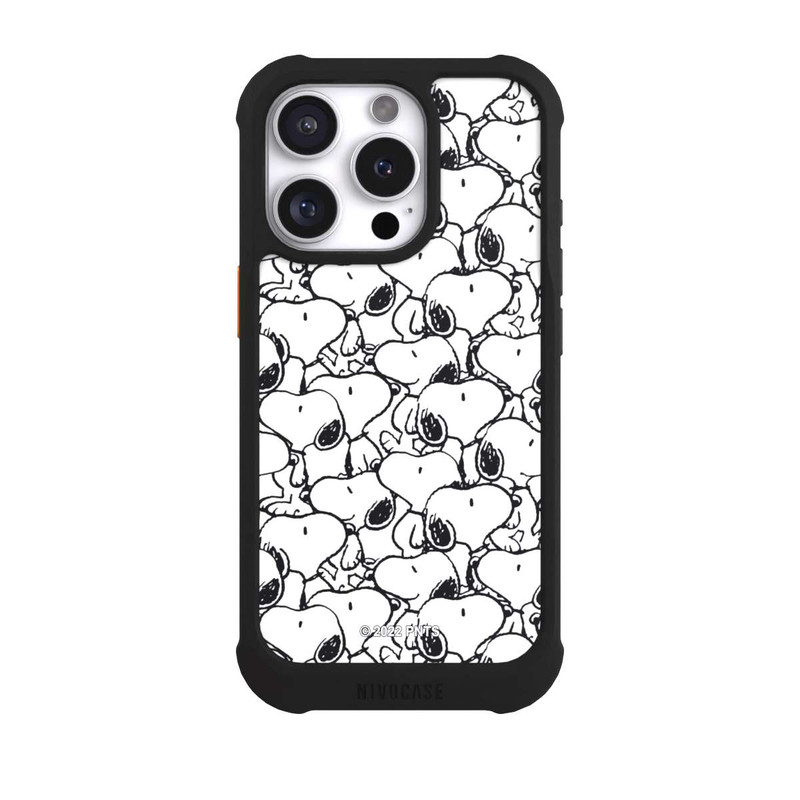iPhone 16 Pro NIVOmax Snoopy Muster Schwarz und Weiß