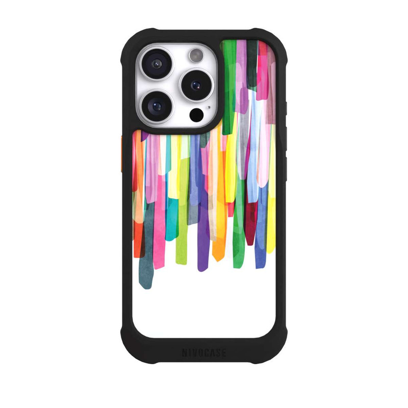 iPhone 16 Pro NIVOmax Bunte Streifen Weißer Hintergrund