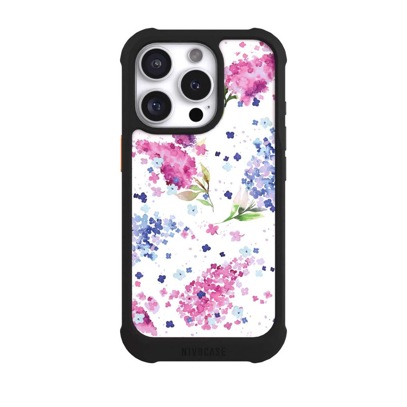 iPhone 16 Pro NIVOmax Hortensien Lila und Rosa Blumen