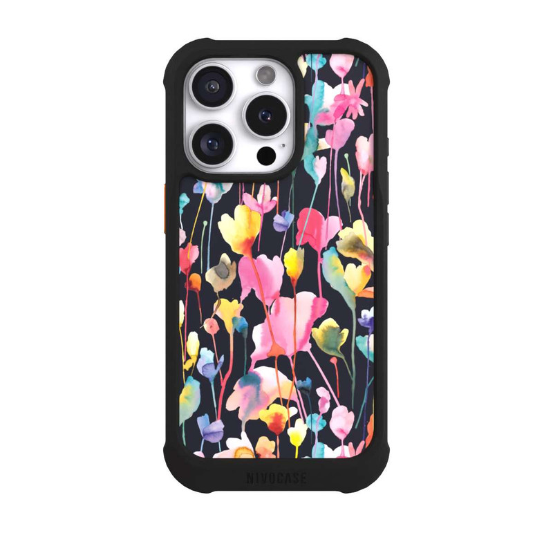 iPhone 16 Pro NIVOmax Fleurs sauvages Noir