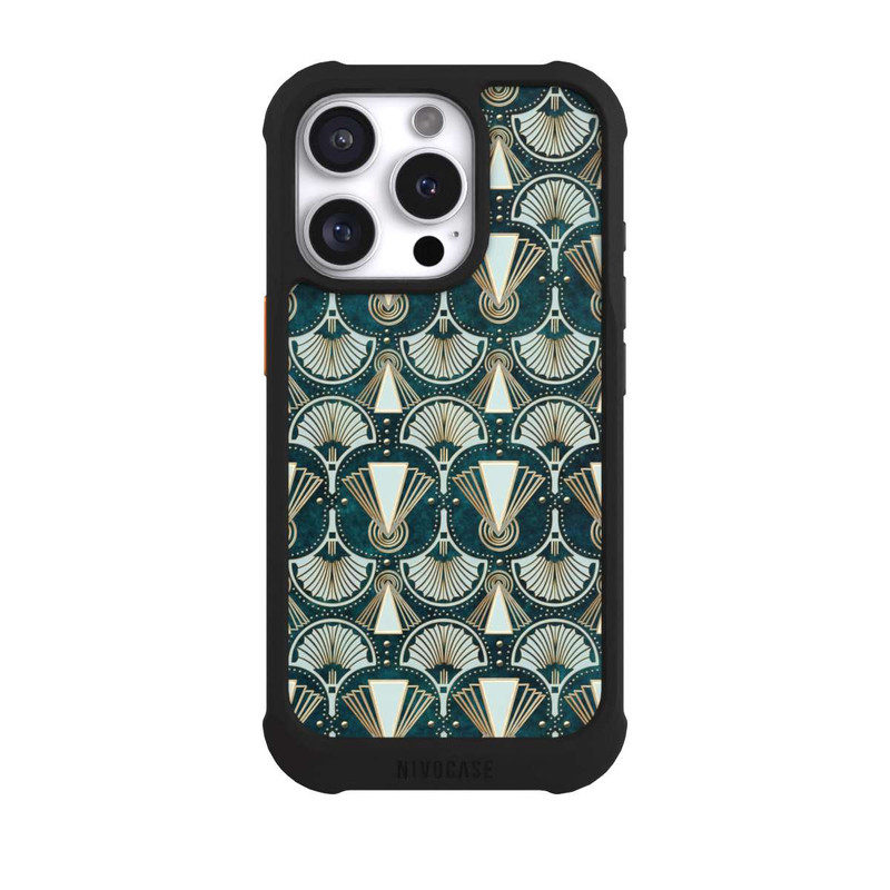 iPhone 16 Pro NIVOmax Art Deco Green Pattern