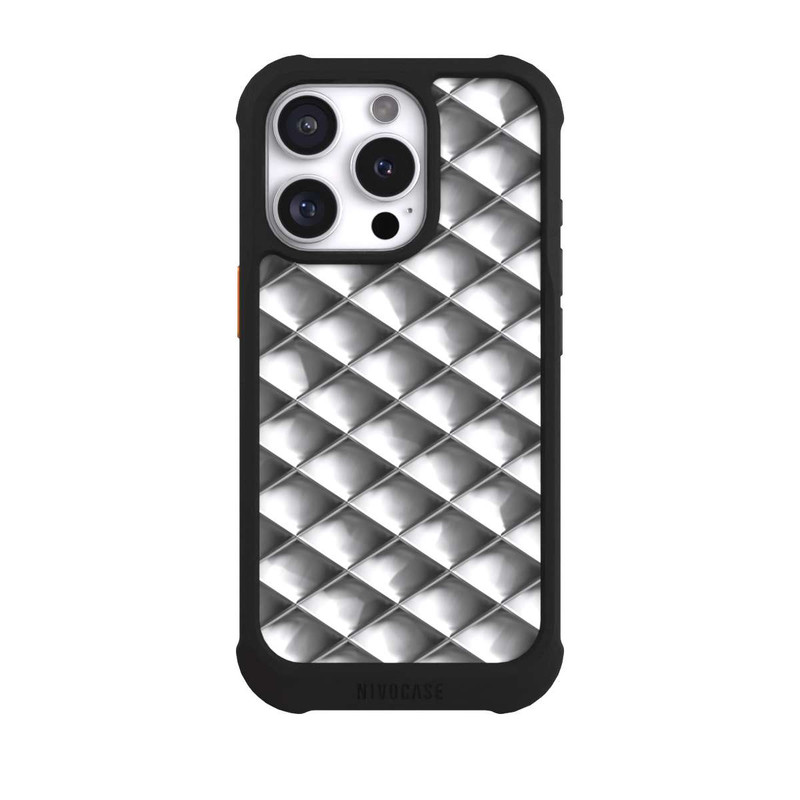 iPhone 16 Pro NIVOmax Carrés argentés Glamour