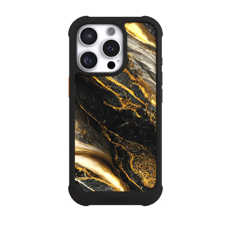 iPhone 16 Pro NIVOmax Schwarze Marmor Goldschichten