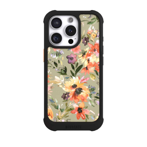 Apple iPhone 16 Pro NIVOmax Malerische tropische Blumen Salbeigrün