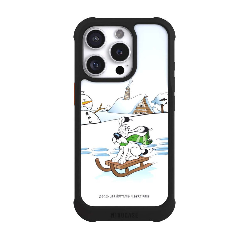 iPhone 16 Pro NIVOmax Idéfix fait du traîneau