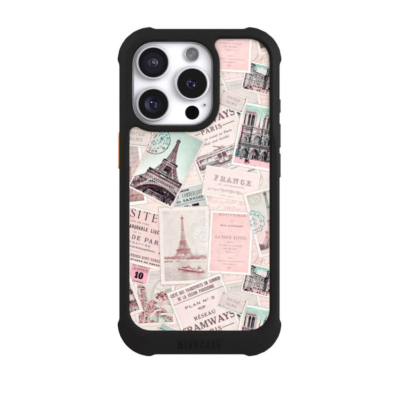 iPhone 16 Pro NIVOmax Vintage Paris Postcards Pattern