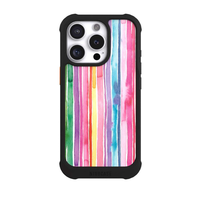 iPhone 16 Pro NIVOmax Camouflage Rayures arc-en-ciel