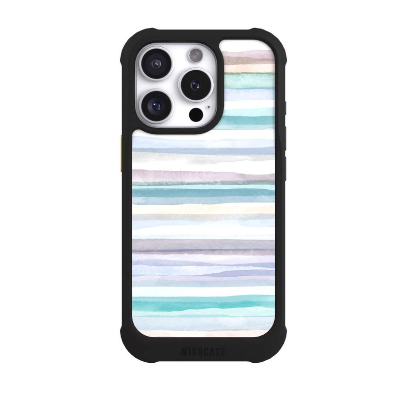 iPhone 16 Pro NIVOmax Rayures pastel bleu