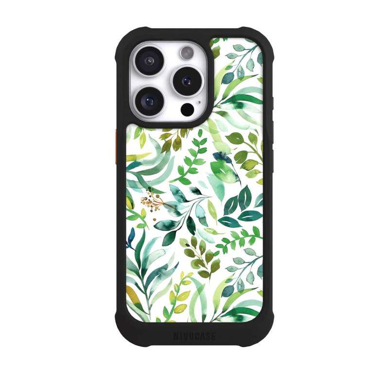 iPhone 16 Pro NIVOmax Aquarelle Palmes Feuilles Botanique Vert