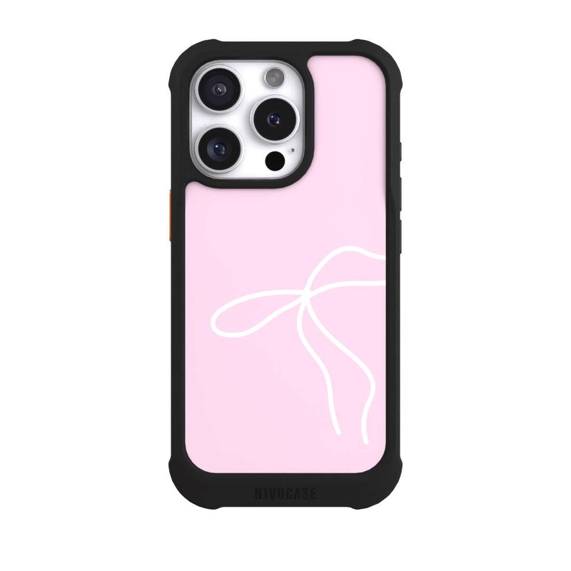 iPhone 16 Pro NIVOmax Trendy Schleife Weiß Rosa